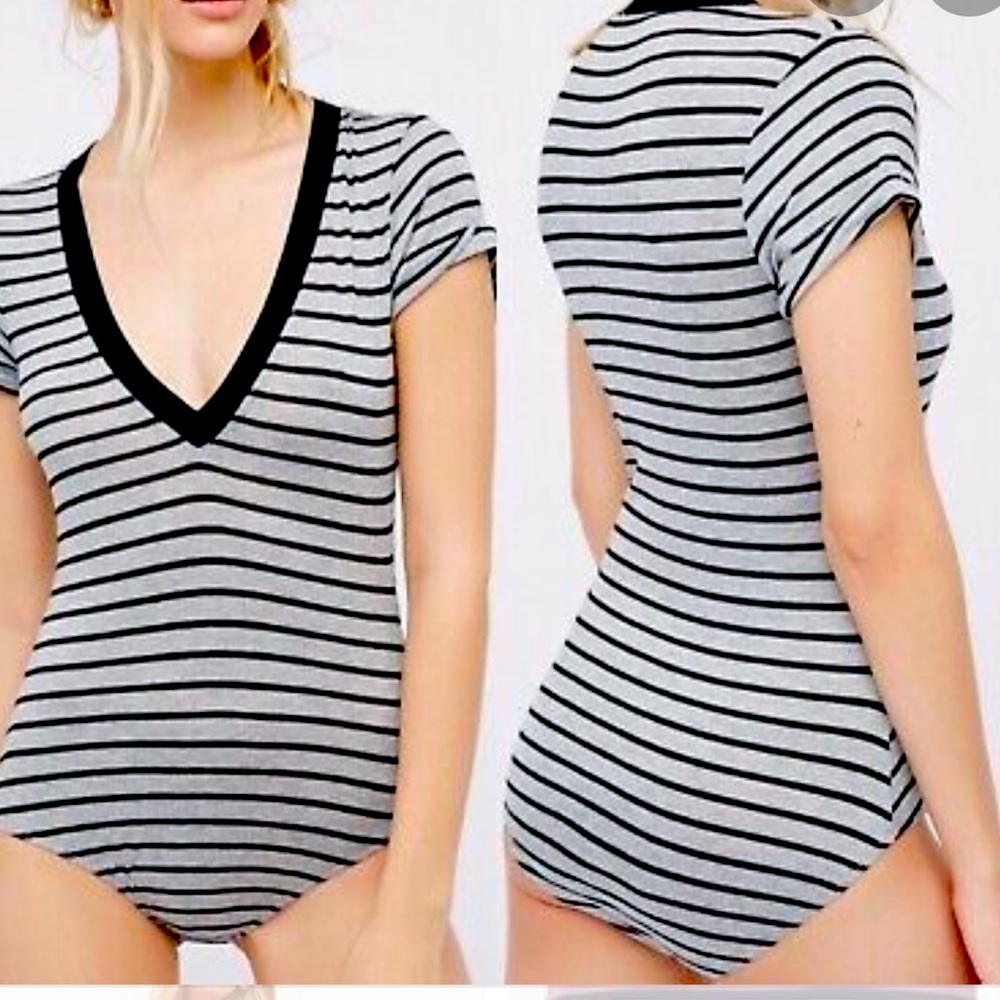 Free People Striped Body Suit